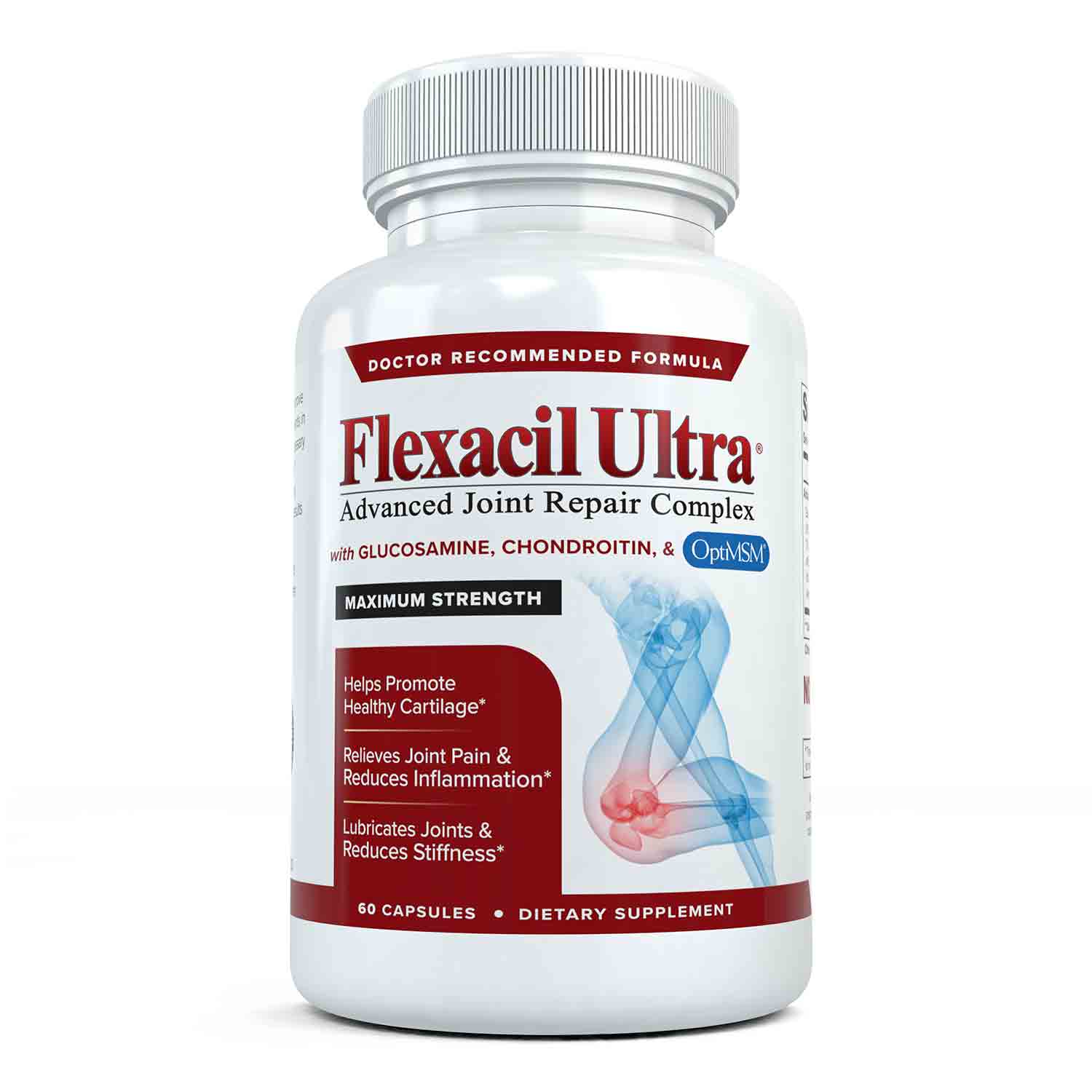 Flexacil Ultra glucosamine and chondroitin joint support supplement bottle